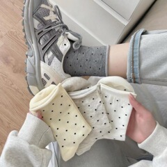 女性の靴下の波のポイントは靴下の中で靴下の夏の薄いタイプの韓国版の巻き取りの学生の少女の丸い点の女性の靴下のメーカーの卸売りを積みます。