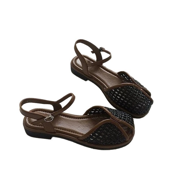 Baotou sandalias para mujeres 2026 nuevo verano coreano estilo retro hadas estilo casual suave zapatos romanos planos
