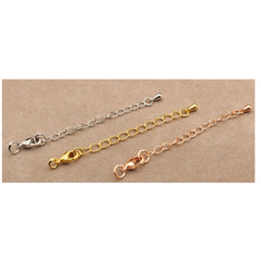 14k包金保色飾品高質量銅鍍尾鏈配件調節鏈帶尾水滴龍蝦扣延長鏈