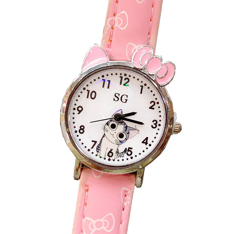 Manufacturer's New Cross-Border Cartoon Watch Wholesale Children's Watch Belt Kitten Cute Girl Quartz Watch Supply