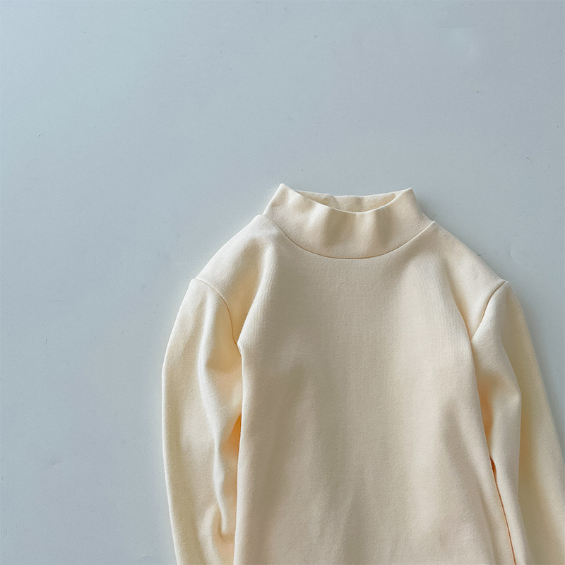 Camiseta de cuello medio elástica de 280 g para niños y niñas, estilo otoño 2026, talla 150-160