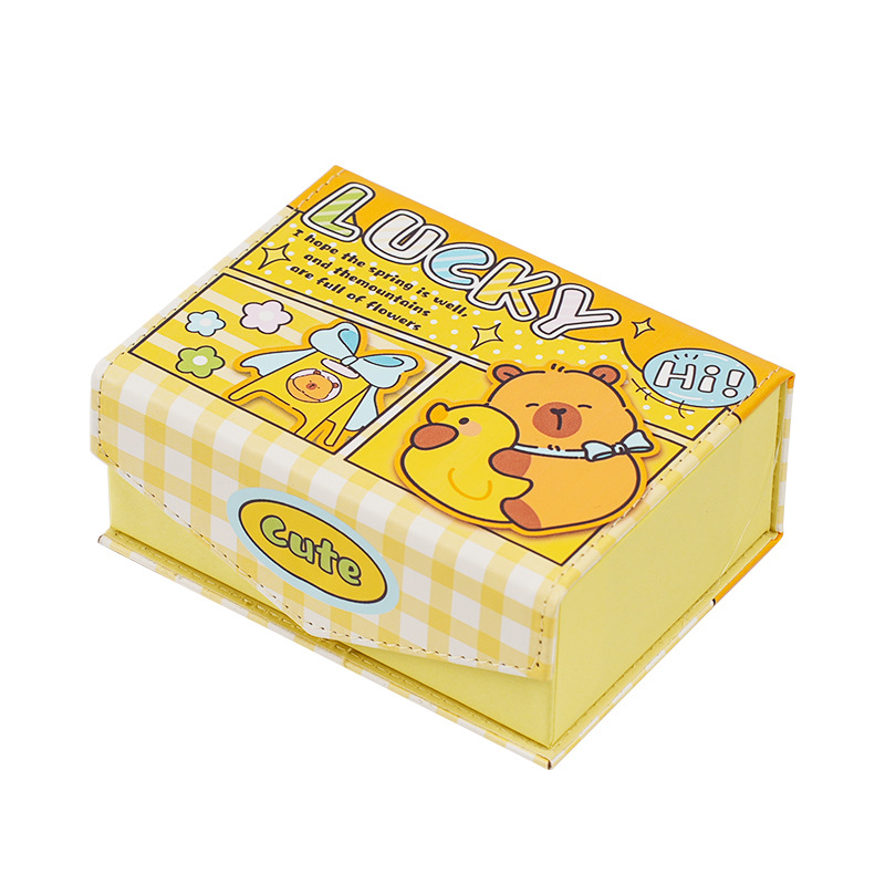 Caja de tarjeta de cuero de Kapibala PU Corazón de niña de alto valor Dibujos animados a prueba de polvo Estudiantes con hebilla magnética Caja de almacenamiento de tarjeta pequeña Escritorio