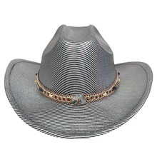 一字顶西部牛仔礼帽跨境秋冬金属牛头毛呢爵士帽毡帽男女士礼帽潮