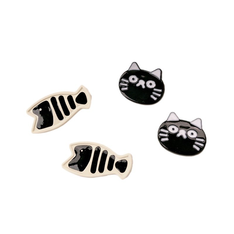 Blanco y negro gatito pequeño pez pequeño clip nicho nicho chica clip de frisa super lindo ins ventana lateral tarjeta de cabello de dibujos animados tocado mujer