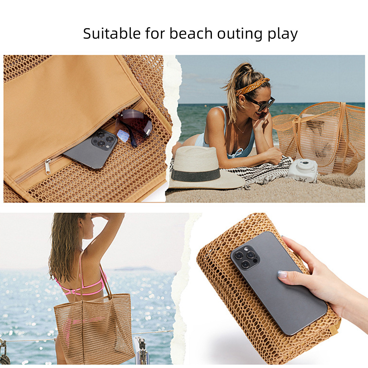 Große Strandtasche Aus Mesh Für Damen Schultertasche Tasche_voghion.com