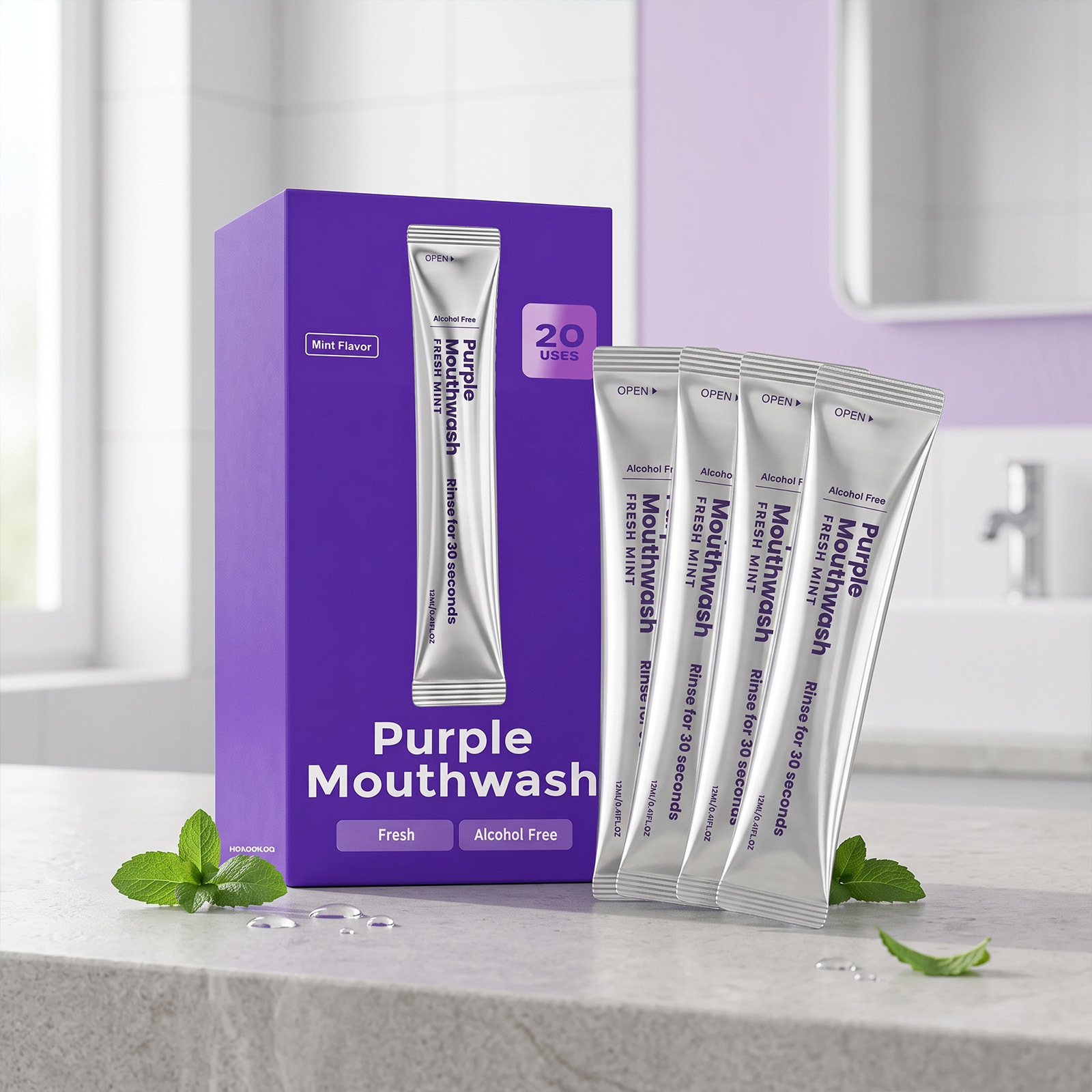 Purple Fresh Mouthwash Mint Fresh Breath Gentle Cleansing Oral Care Refreshing and Comfortable Portable Oral Care
