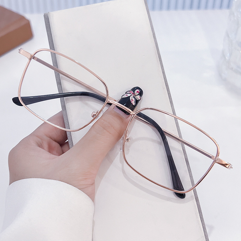 斯文金糸メガネ男型顕顔小金属細枠変色平光鏡ins高顔値近視眼鏡枠