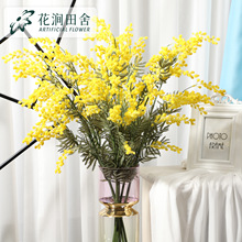 仿真花毛绒三叉王樱花欧式金合欢相思豆田园风格装饰假花厂家批发