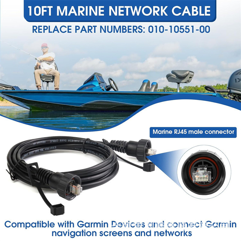 25-Foot Network Cable Suitable for Garmin Marine Rj45, Replaces 010-10551-00