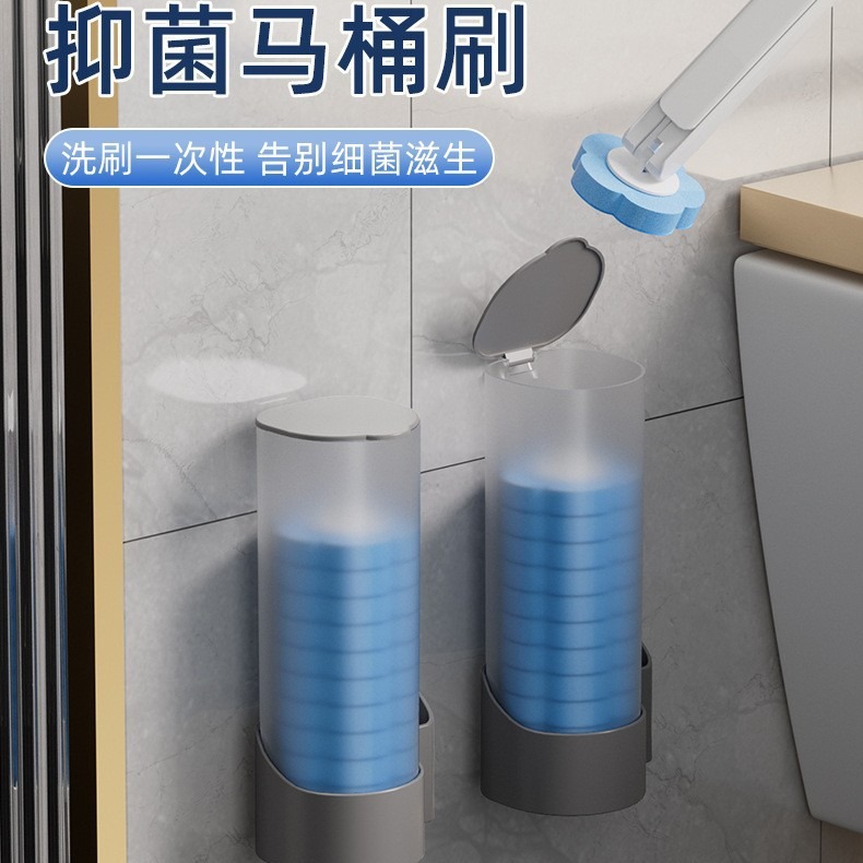 Traje de cepillo de inodoro desechable sin ángulo muerto cepillo de limpieza estéril cabeza hogar mango largo cepillo de inodoro entrega al por mayor
