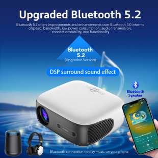 New Cross-border HY800 Projector Auto Focus Obstacle Avoidance HD Portable Mini Projector Cross-border Wireless Blue