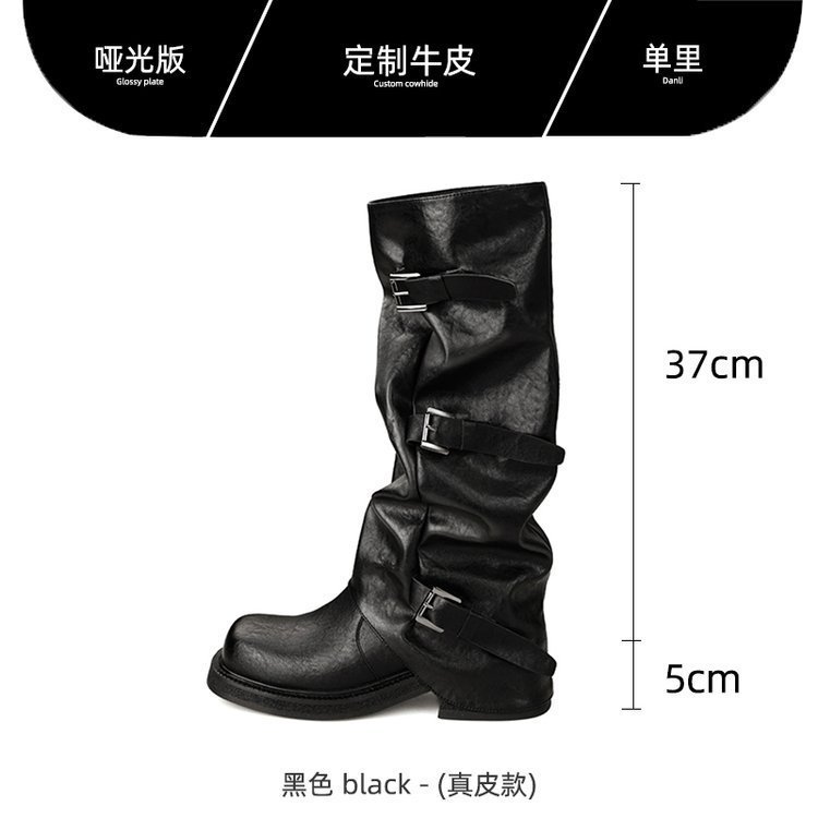 复古粗跟中高筒靴西部牛仔堆堆靴骑士靴早秋马丁靴法式裤管女靴子|undefined