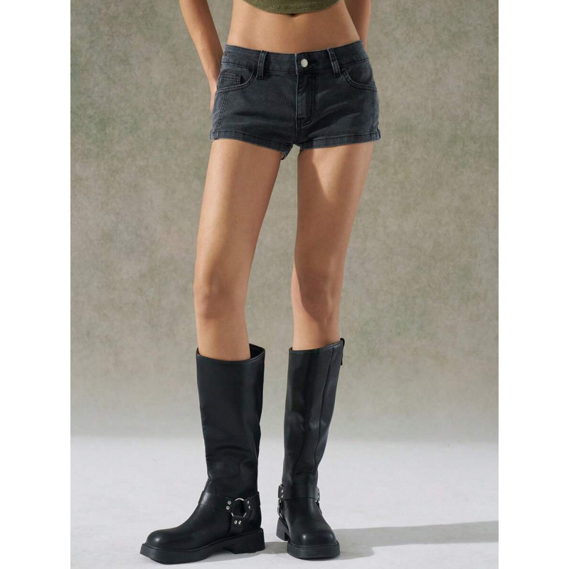 Aliexpress Autumn Foreign Trade New Denim Western Music Festival Low Waist Denim Shorts Summer Backless Style