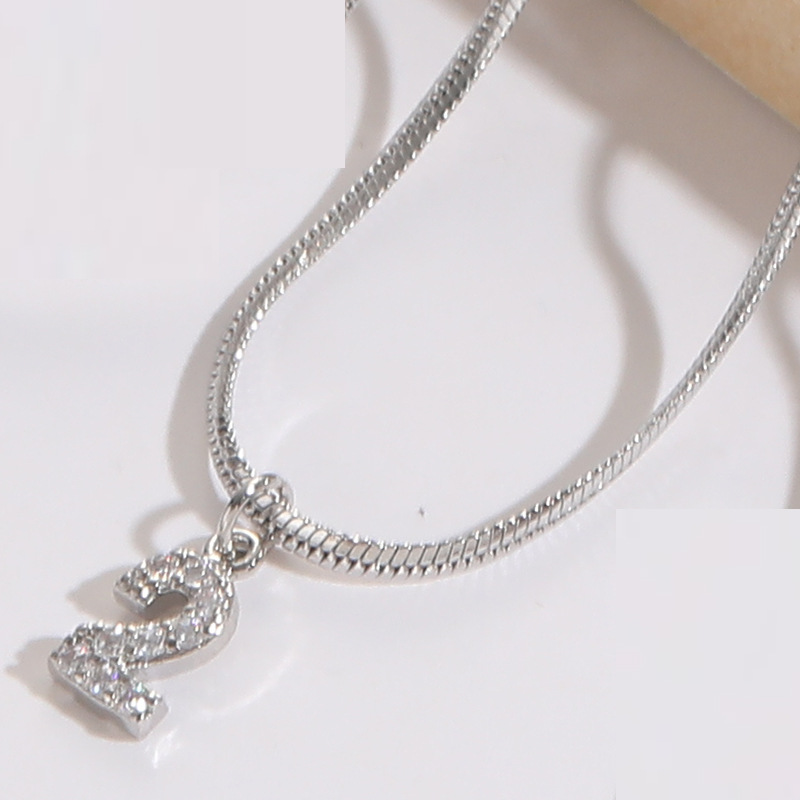 Simple Style Number Copper Inlay Zircon Pendant Necklace 1 Piece