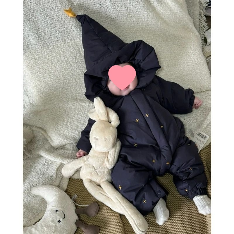 婴儿新生冬季冬装连体衣加厚棉服保暖衣服外出服外出爬服宝宝哈衣