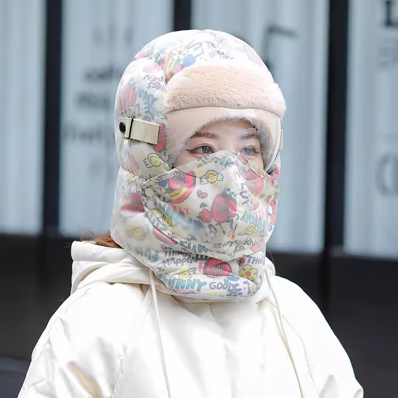 冬季帽子女加绒加厚防风面罩保暖神器电动车骑行男头套棉帽雷锋帽|undefined
