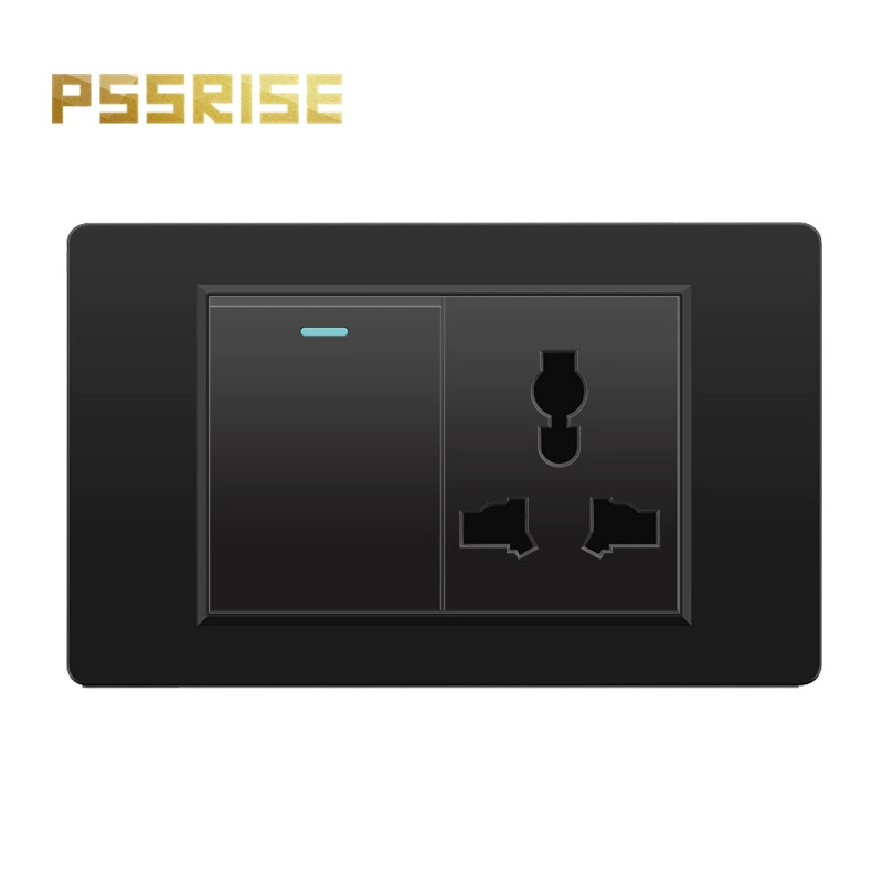 Черная настенная панельная розетка с 118 тип switch, тайваньская розетка с 20W type-C, шесть отверстий