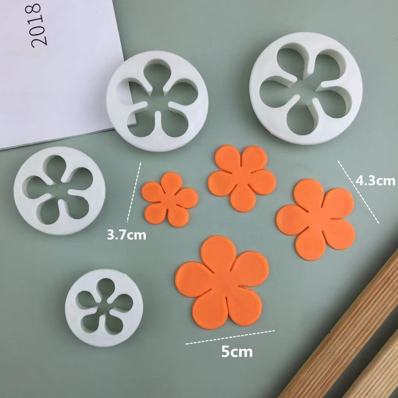 4pcs сливовый цветок с пятью лепестками для тиснения формы DIY выпечка сахарный торт инструмент для укладки cookie cutter
