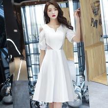 白色小晚礼服裙女气质法式名媛洋装领证小白裙连衣裙平时可穿夏季