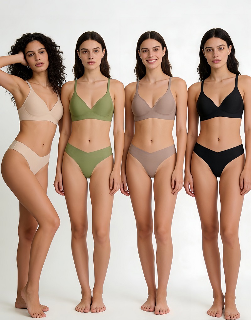 Women's Seamless Bra And Brief Set Wire-free Comfortable Soft Support_voghion.com