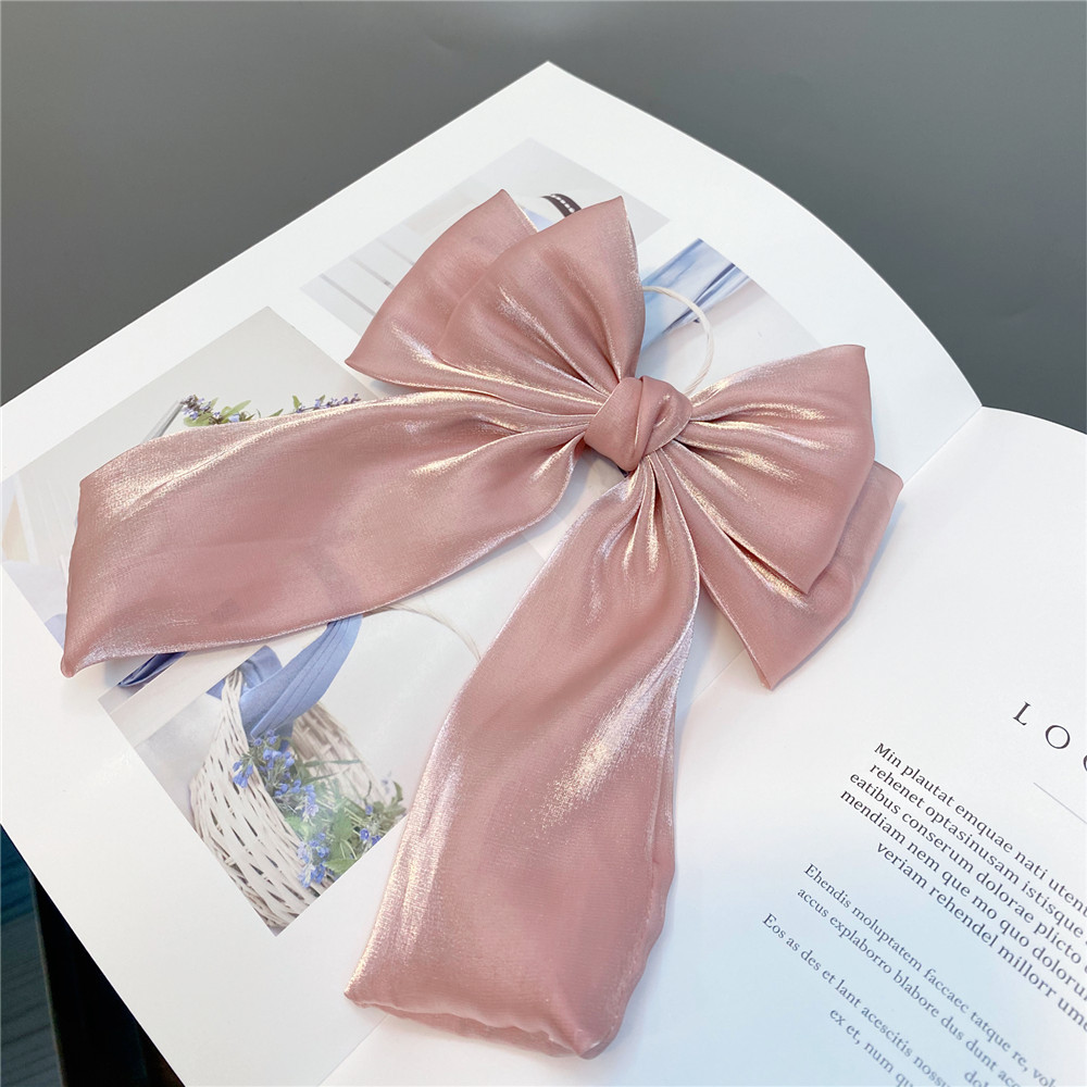 20g Weight Headwear Classification Wedding, Travel Occasion Plaid, Bow Knot Pattern Women'S Gender Sky Blue, Grey, Pink, Red, Yellow Color Fashion Long Streamer Mermaid Three-tier Big Bow Hairpin 8