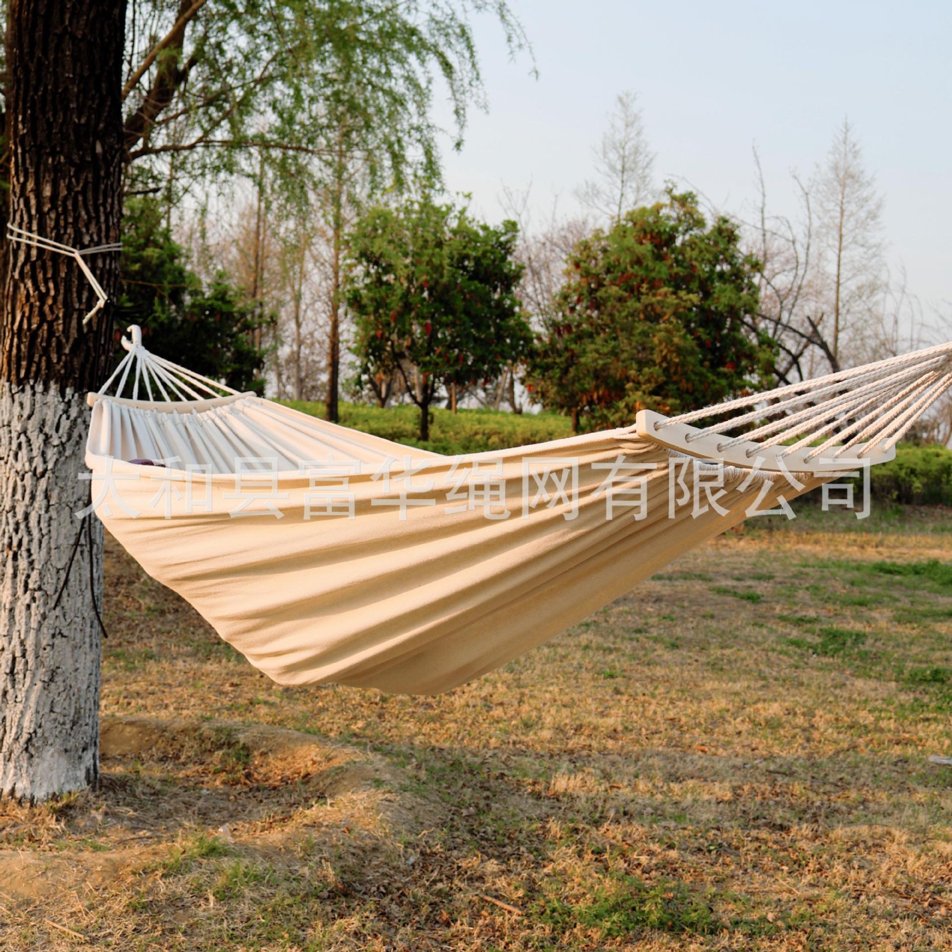 Fuente de la fábrica de lona blanca hamaca al aire libre al por mayor color sólido 2 M Individual Doble hamaca al aire libre orden de comercio exterior
