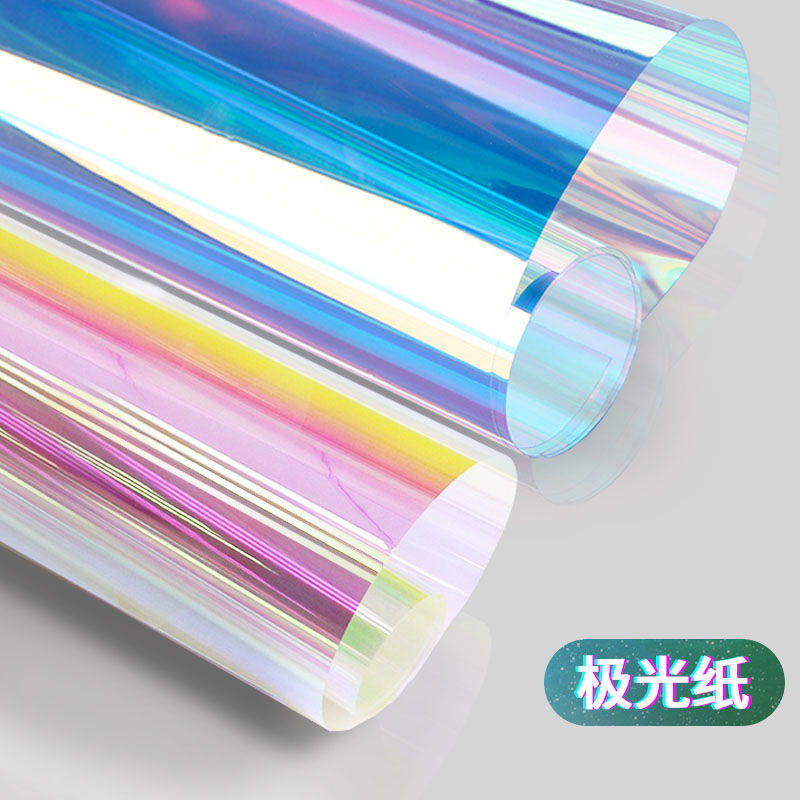 Laser Paper Colorful film Symphony Aurora Rainbow Drip glue manual Cellophane Nail enhancement Sticker waterproof Film