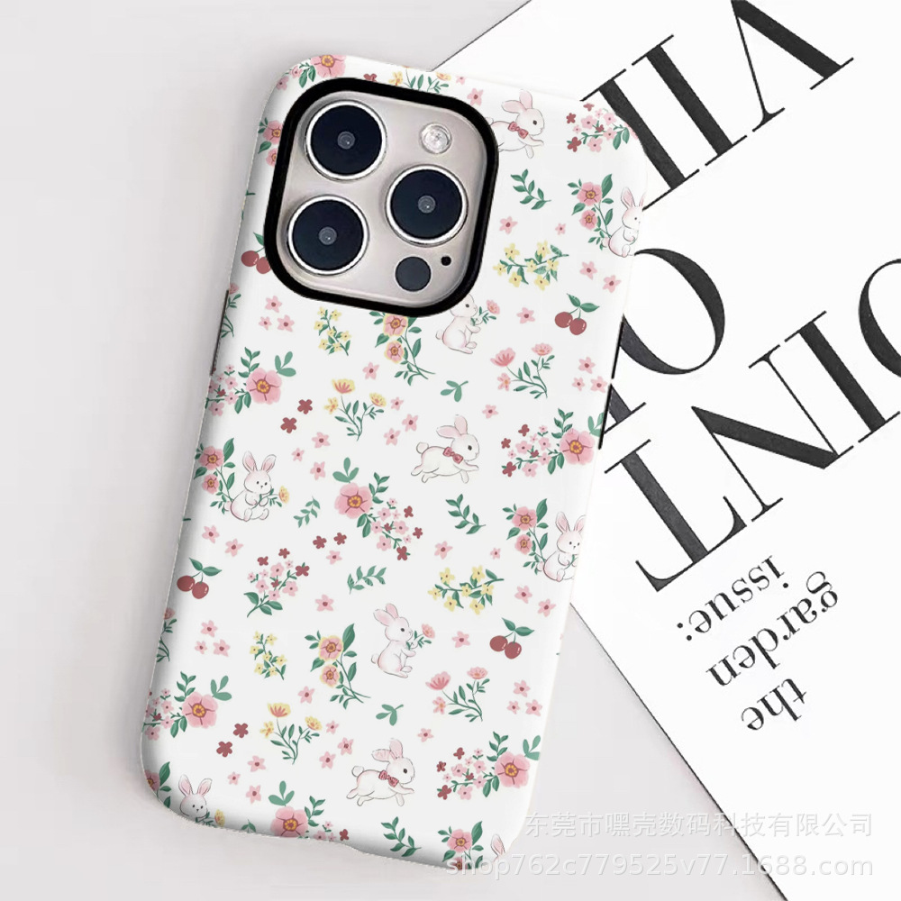 Funda para teléfono móvil dos en uno con película floral rosa para Apple 16/iphone13P