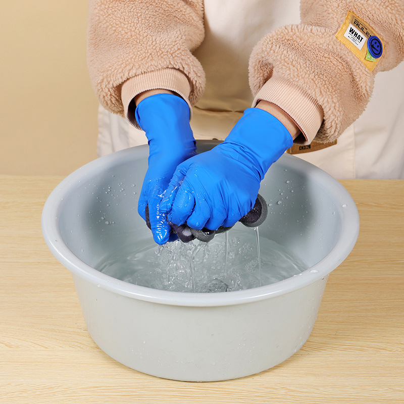 Guantes extra gruesos de nitrilo azul oscuro desechables, caucho de nitrilo grueso, protección resistente al desgaste, limpieza, guantes experimentales, seguro laboral