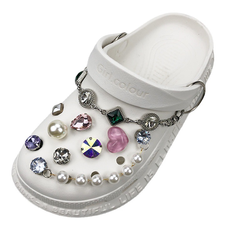Crocs-style slippers with rhinestones