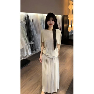 Linen Tencel Breathable Lazy All-Match Elegant Top Women's Summer Loose Skirt Long Skirt