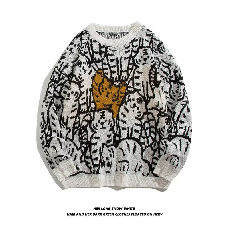 Autumn Trendy Round Neck Japanese Style Youth Popular Casual Long-sleeved 2022 Sweater Color-block Men's Trendy Pullover Sweater