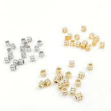 铜镀真金保色三线方珠 diy手工串珠手链项链方形隔珠散珠饰品配件