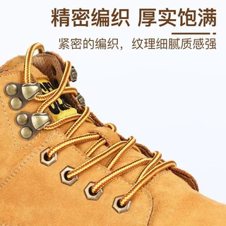宝婕工装鞋大黄靴鞋带绳男女马丁靴户外百搭英伦条纹控大头鞋圆型