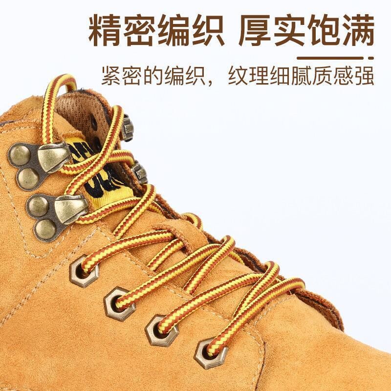 宝婕工装鞋大黄靴鞋带绳男女马丁靴户外百搭英伦条纹控大头鞋圆型