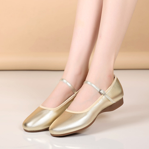 Soft leather soft-soled square dance shoes for women, flat tendon-soled dance shoes, adult dance shoes, wear-resistant dance shoes, ballroom dance shoes