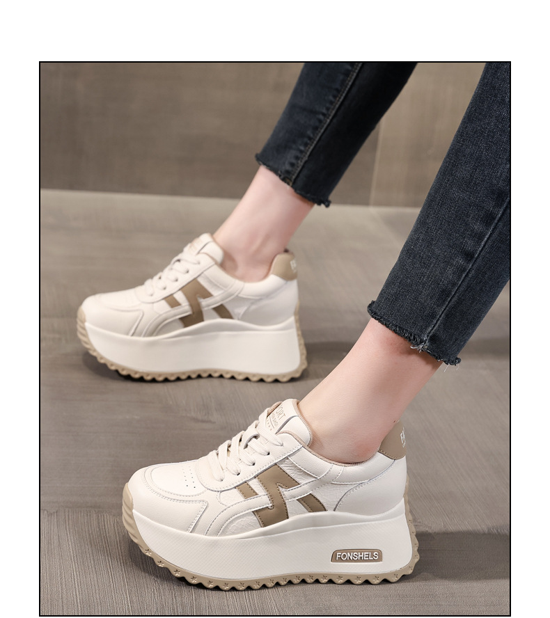 Giày sneaker nữ đế dày tăng chiều cao phong cách Đức Huấn — Cơm trắng mơ chi tiết 15
