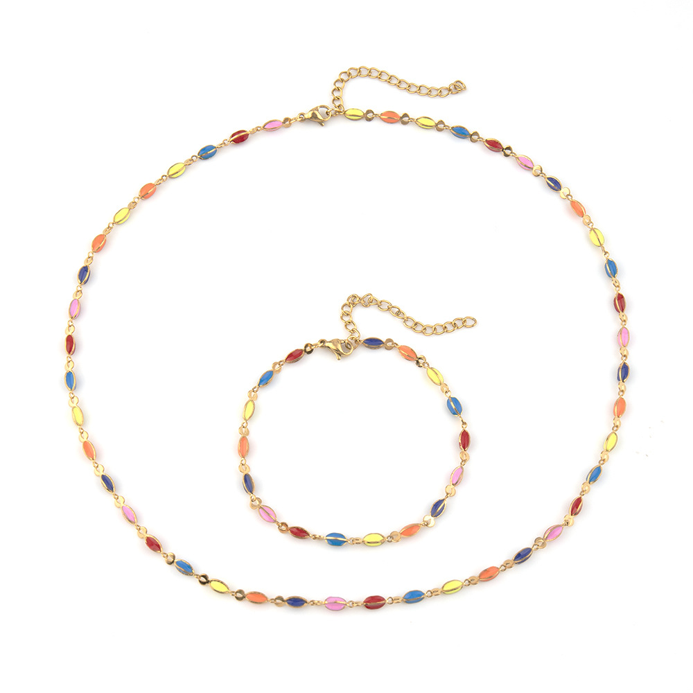 Collana in olio inossidabile, accessori per bracciale adesivo antigoccia in acciaio al titanio, abbinamento di colori misti con margherite e girasole_voghion.com