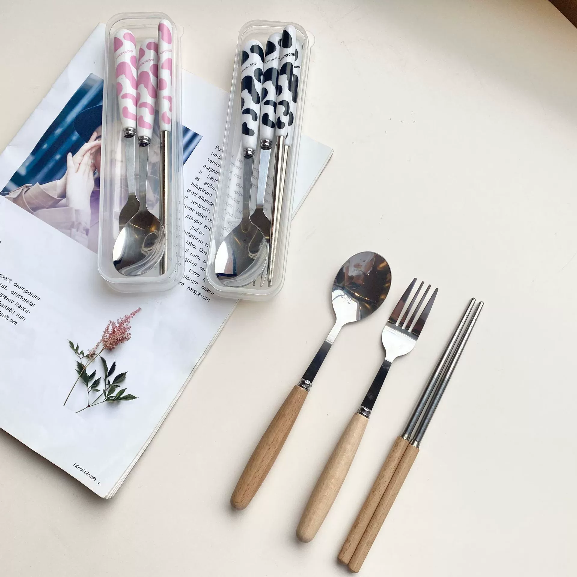  cartoon cute spoon stainless steel for elementary school students, handheld chopsticks, tableware, internet celebrity, wholesale