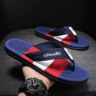 Cross-border flip-flops men's beach slippers men's summer non-slip outwear flip-toe in stock wholesale slippers