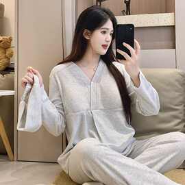 德绒孕妇睡衣秋冬季产后月子哺乳长袖和服套头薄绒怀孕期家居服女