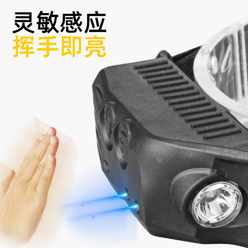 2023 onda transfronteriza inducción COB faro luz de conducción al aire libre USB carga noche luz fuerte luz Faro de silicona