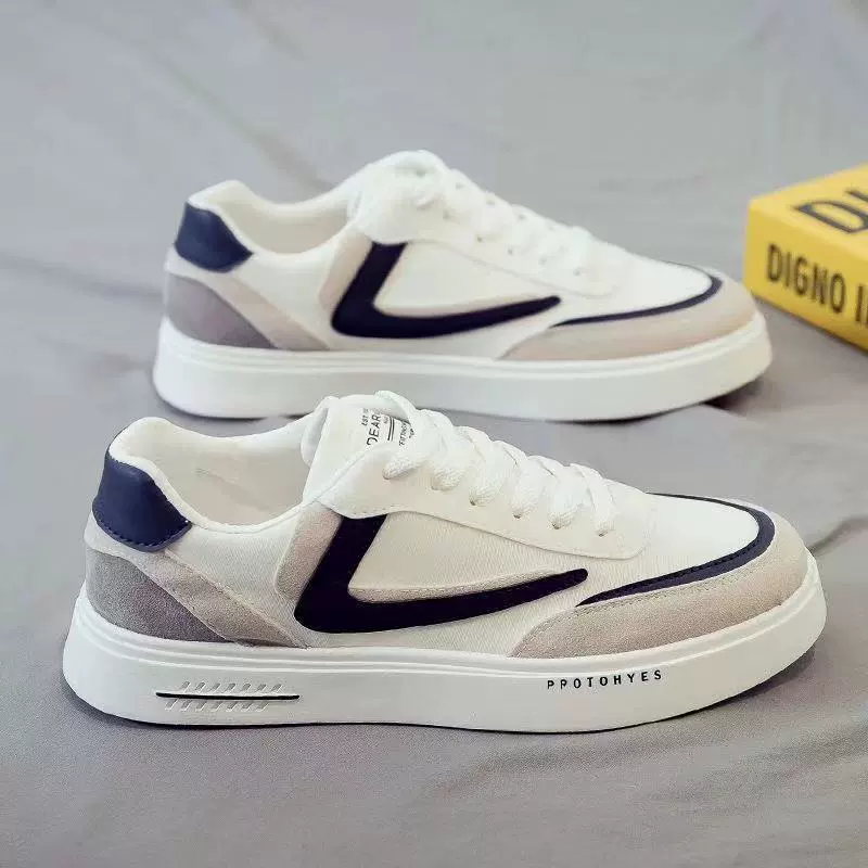 Весна 2023 г. Новая парусиновая модная обувь с низким верхом, модная мужская обувь, универсальная повседневная спортивная обувь для досок, обувь из белой ткани, мужская обувь