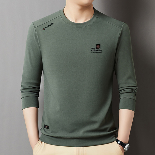 2025 Spring New Arrival Men's Casual Loose-Fit Crewneck Pullover Long-Sleeve T-Shirt – Made from Pure Cotton