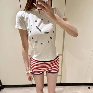 白色创意印花纯棉短袖t恤女2026夏季新款修身显瘦打底衫短款上衣