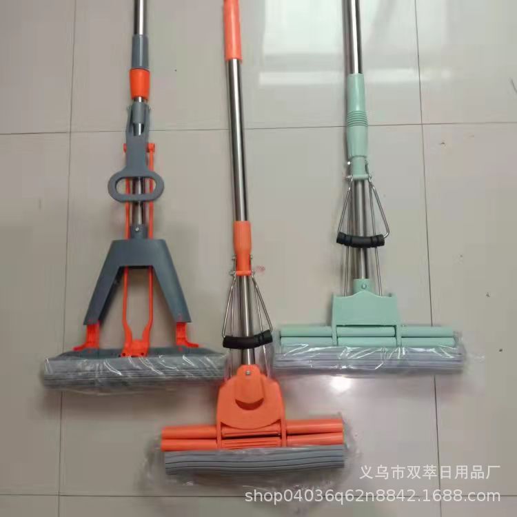 厂家直销胶棉拖把挤压免手洗拖布中号海绵拖头吸水套装批发木地板