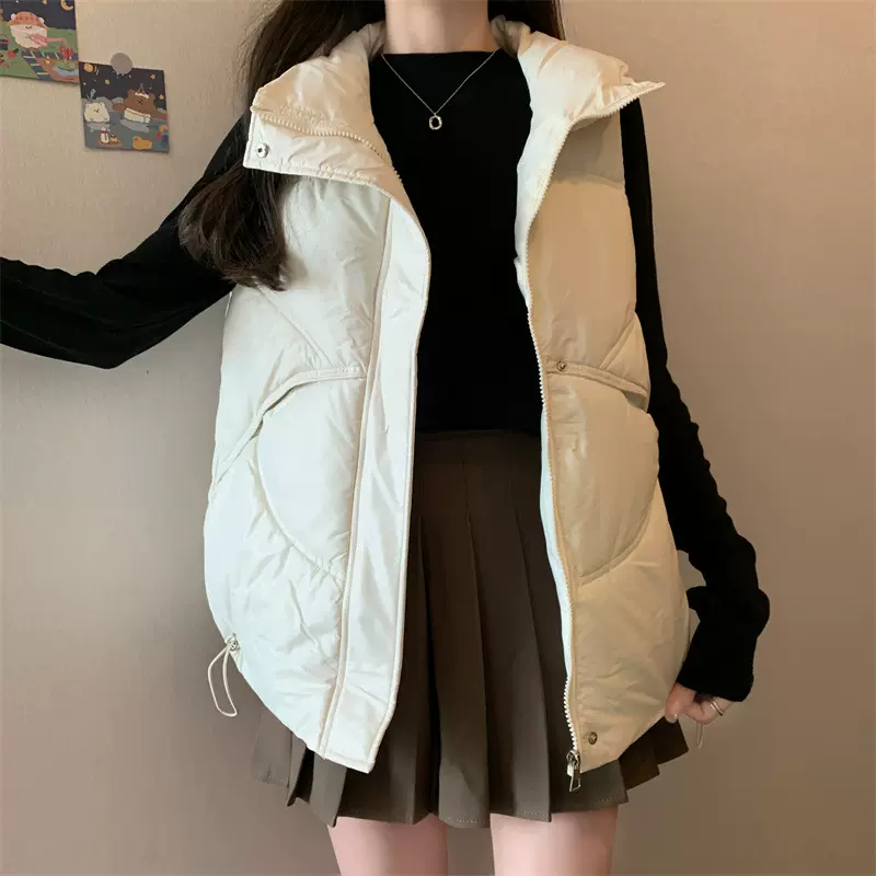 跨境[ 80-200斤胖MM羽绒棉服马甲女秋短款百搭新款小坎肩外穿背心