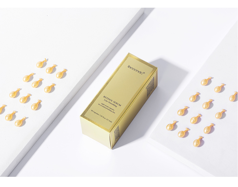 carina 90 kapslar retinol gyllene ljusa linjer uppstramande ansiktsskönhet hudvård mjuk essens_voghion.com