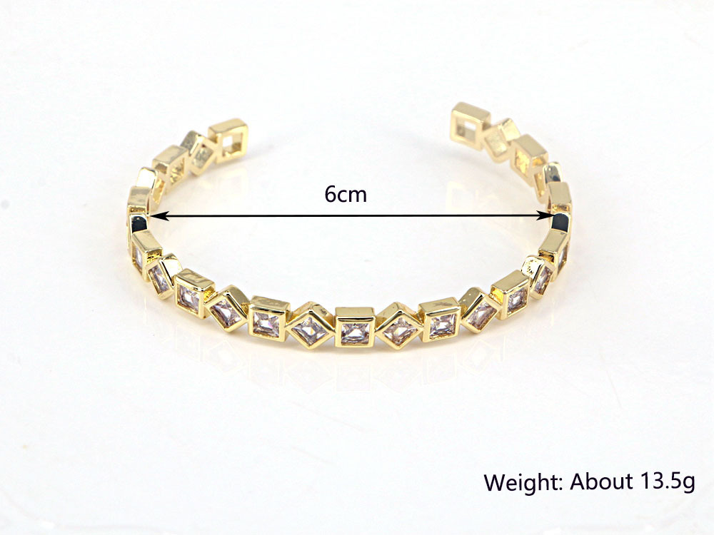 New Creative Open Bracelet Copper-plated Real Gold Micro-inlaid Color White Zircon Bracelet display picture 3