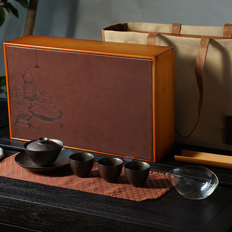 竹盒高档茶具茶叶包装盒空盒红茶岩茶普洱礼盒便携式礼盒量大优惠